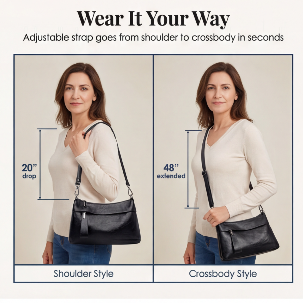 UrbanEase™ | Weiche Kunstleder-Crossbody-Bag – 3 Fächer