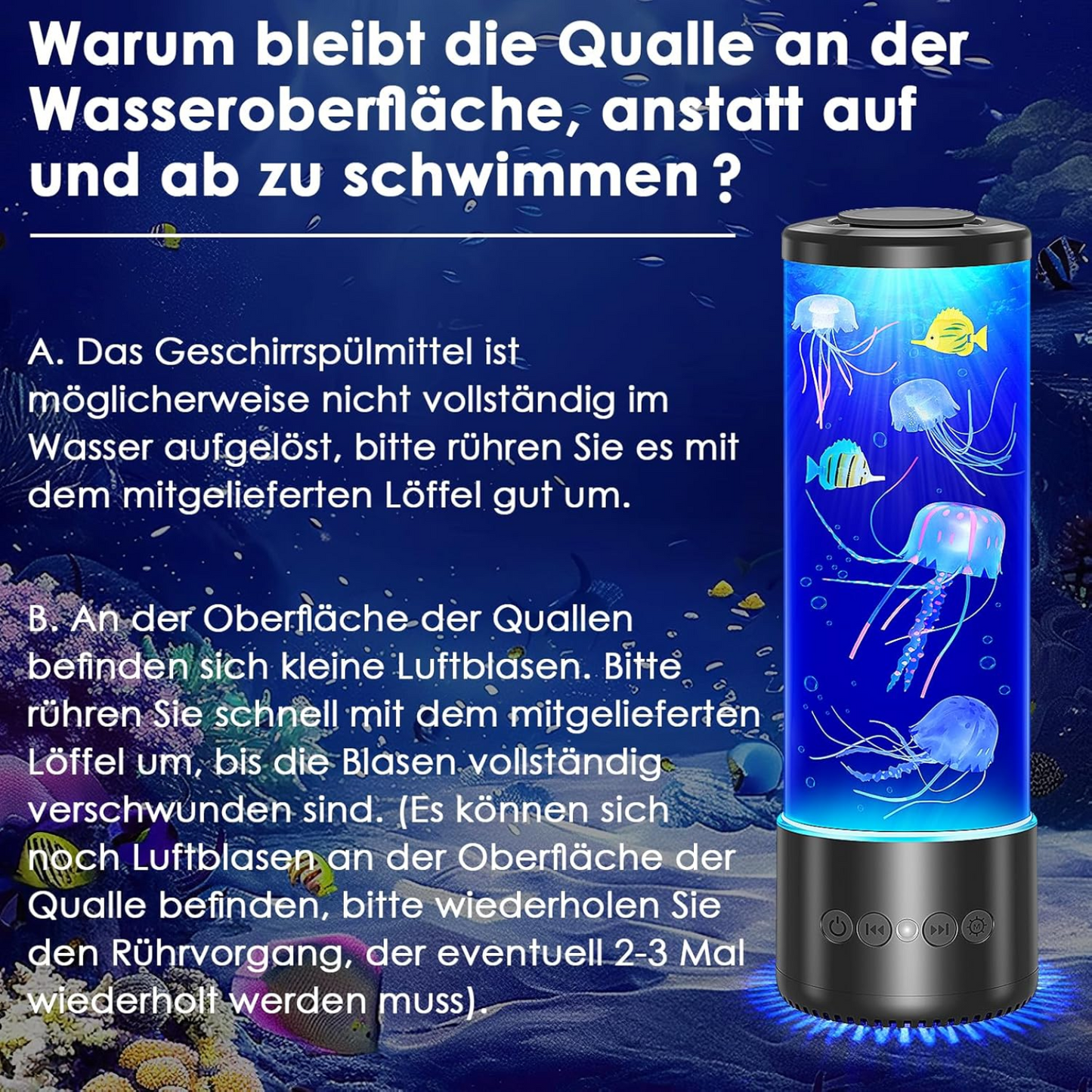 AquaGlow™ LED-Quallenlampe | Beruhigend, farbenreich & dekorativ