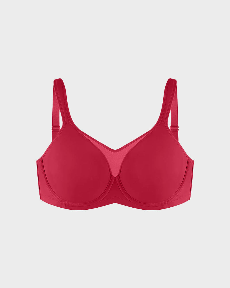 Plus Size Kühlender Minimizer-BH mit voller Abdeckung - Hautfarben+Schwarz+Rot (3er-Pack)