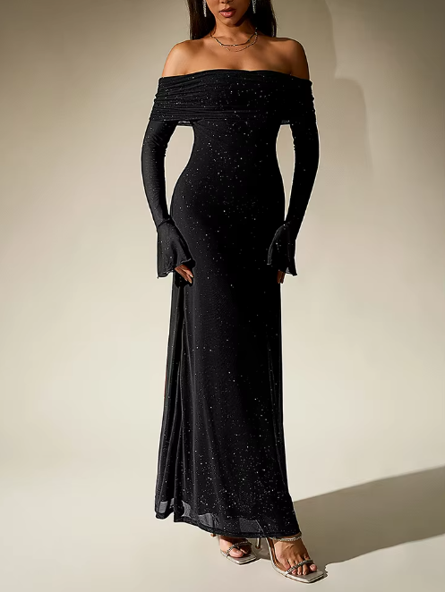 Glimmende Genade™ | Kleid – Eleganz mit ausgeprägtem Schulterdesign