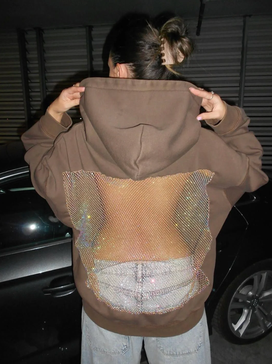 CrystalMesh™ Party Hoodie | Glitzernder Open-Back Look für deinen großen Auftritt