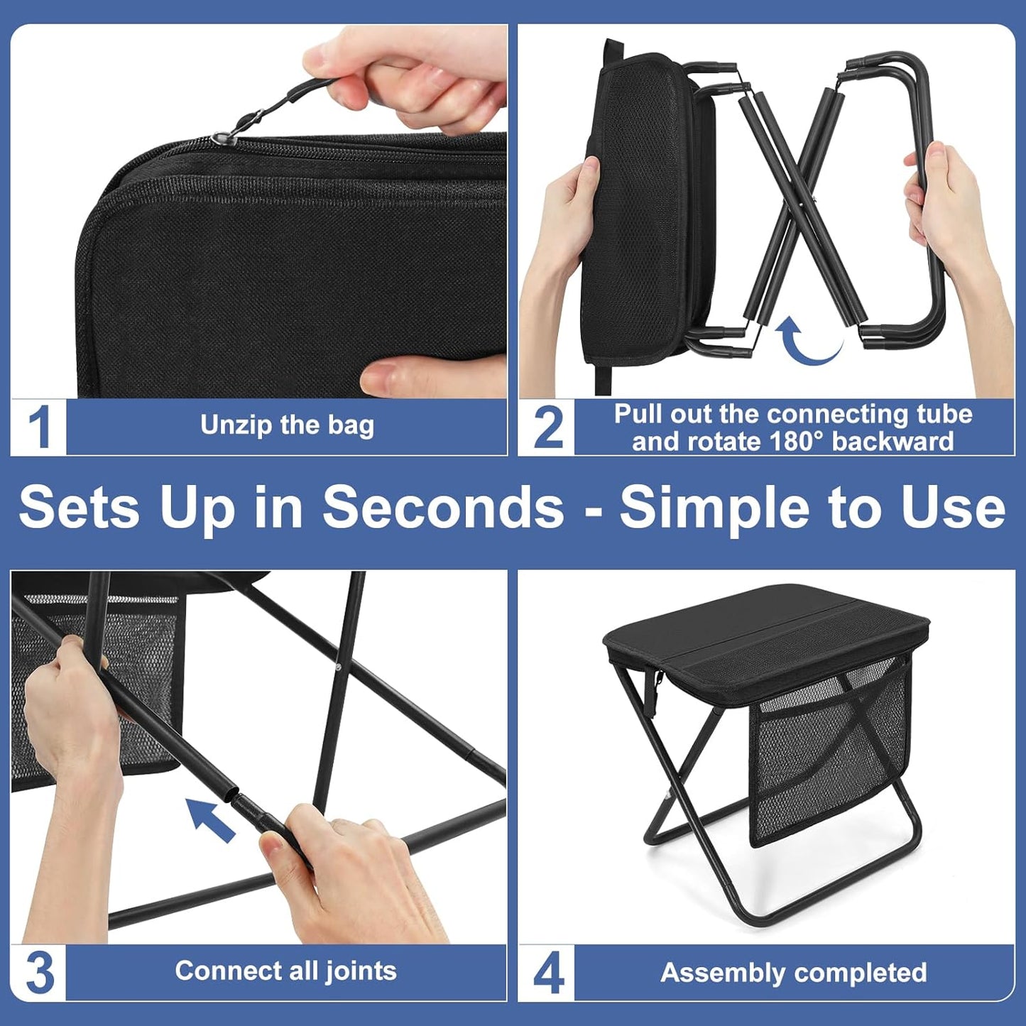 Tragbarer Klapp-Campinghocker | Überall sitzen – jederzeit bereit