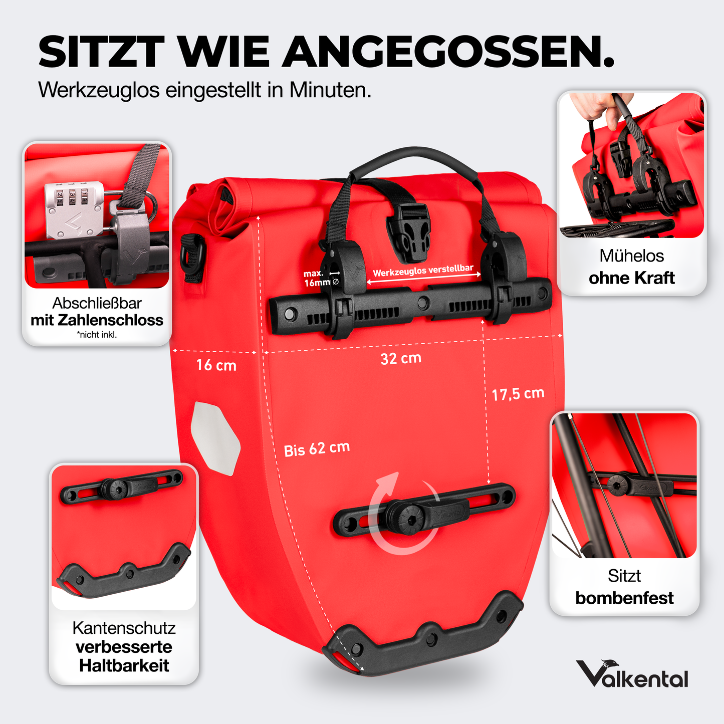 Große wasserdichte Bike Bag für jede Fahrradtour