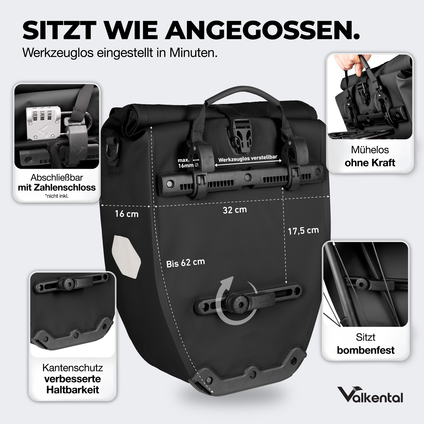 Große wasserdichte Bike Bag für jede Fahrradtour