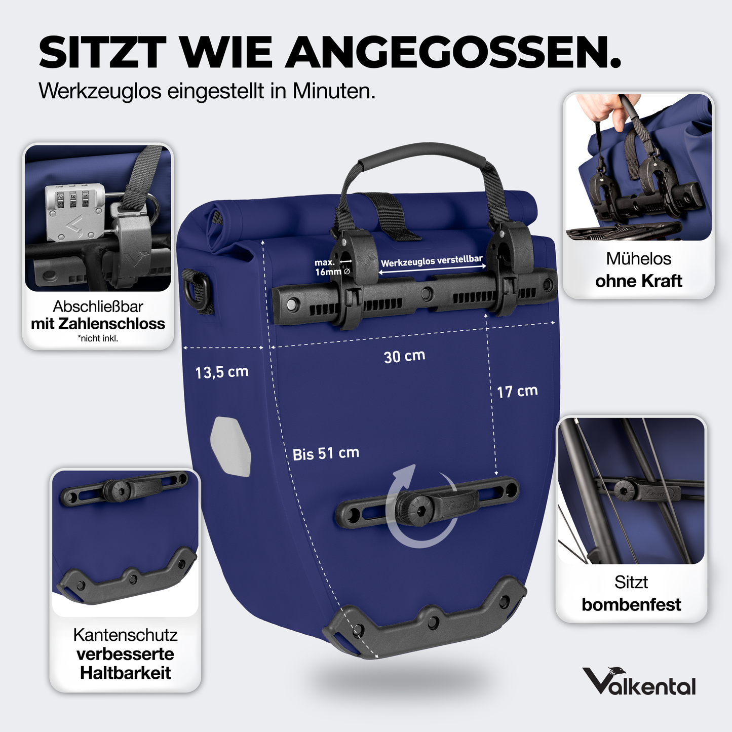 Große wasserdichte Bike Bag für jede Fahrradtour