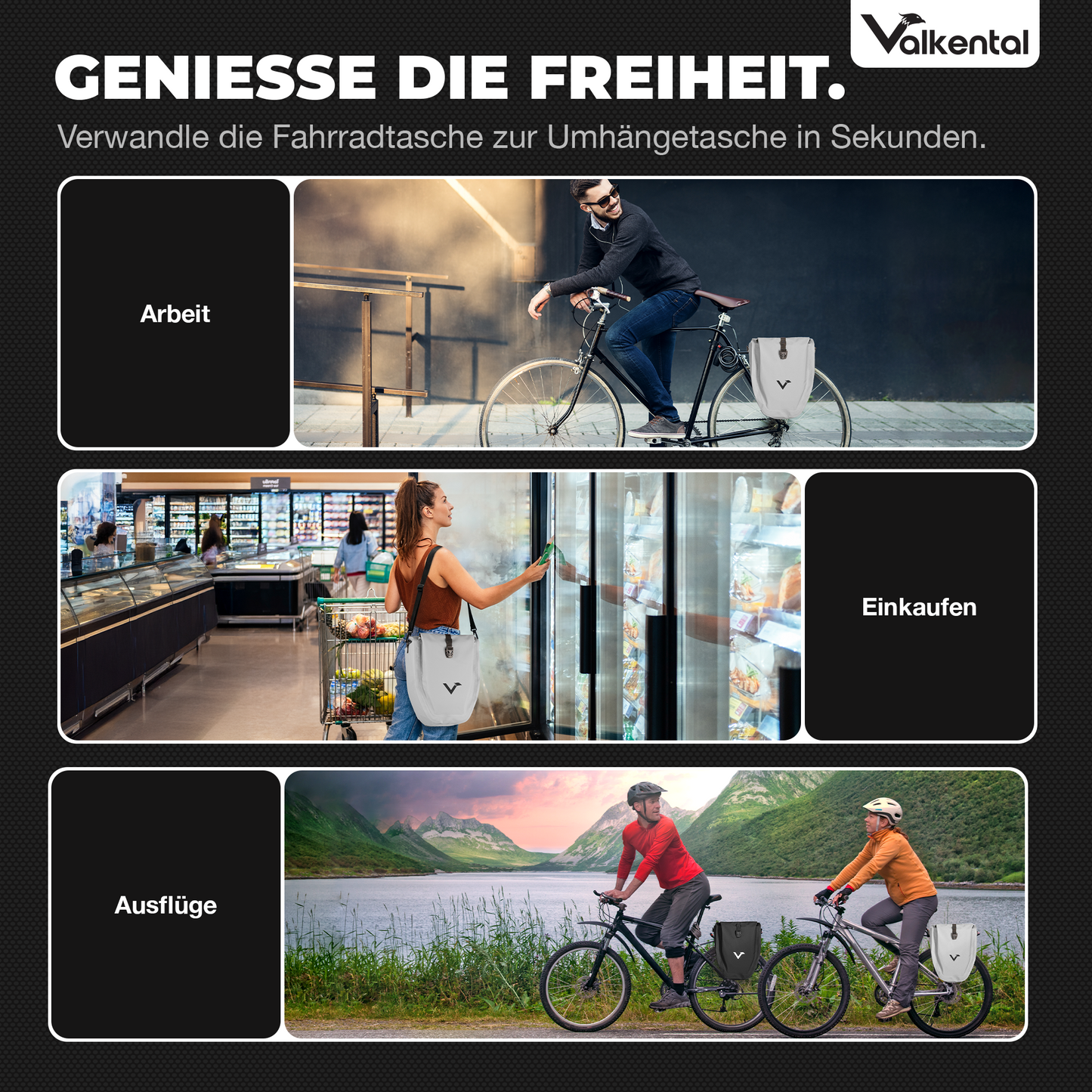 Große wasserdichte Bike Bag für jede Fahrradtour