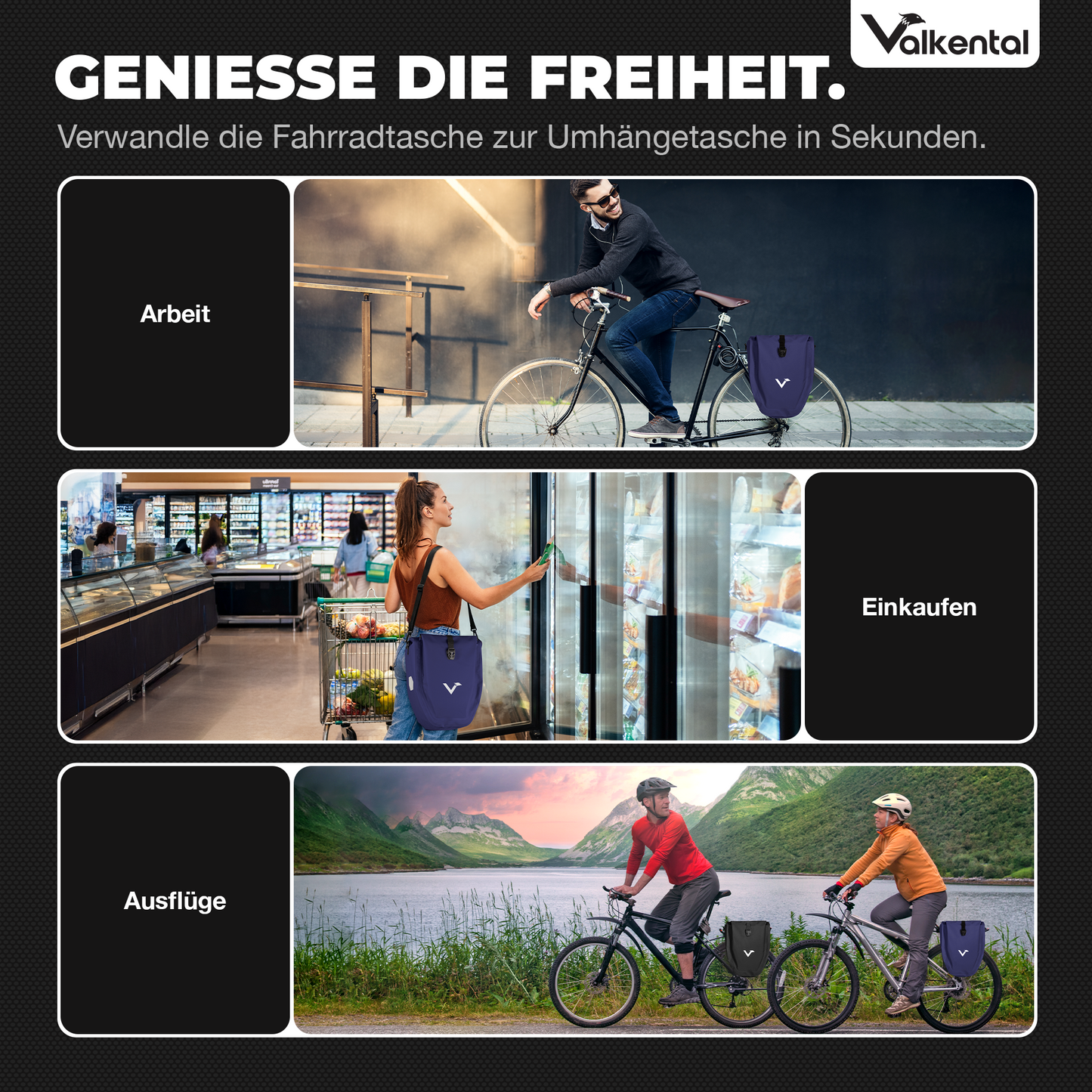 Große wasserdichte Bike Bag für jede Fahrradtour
