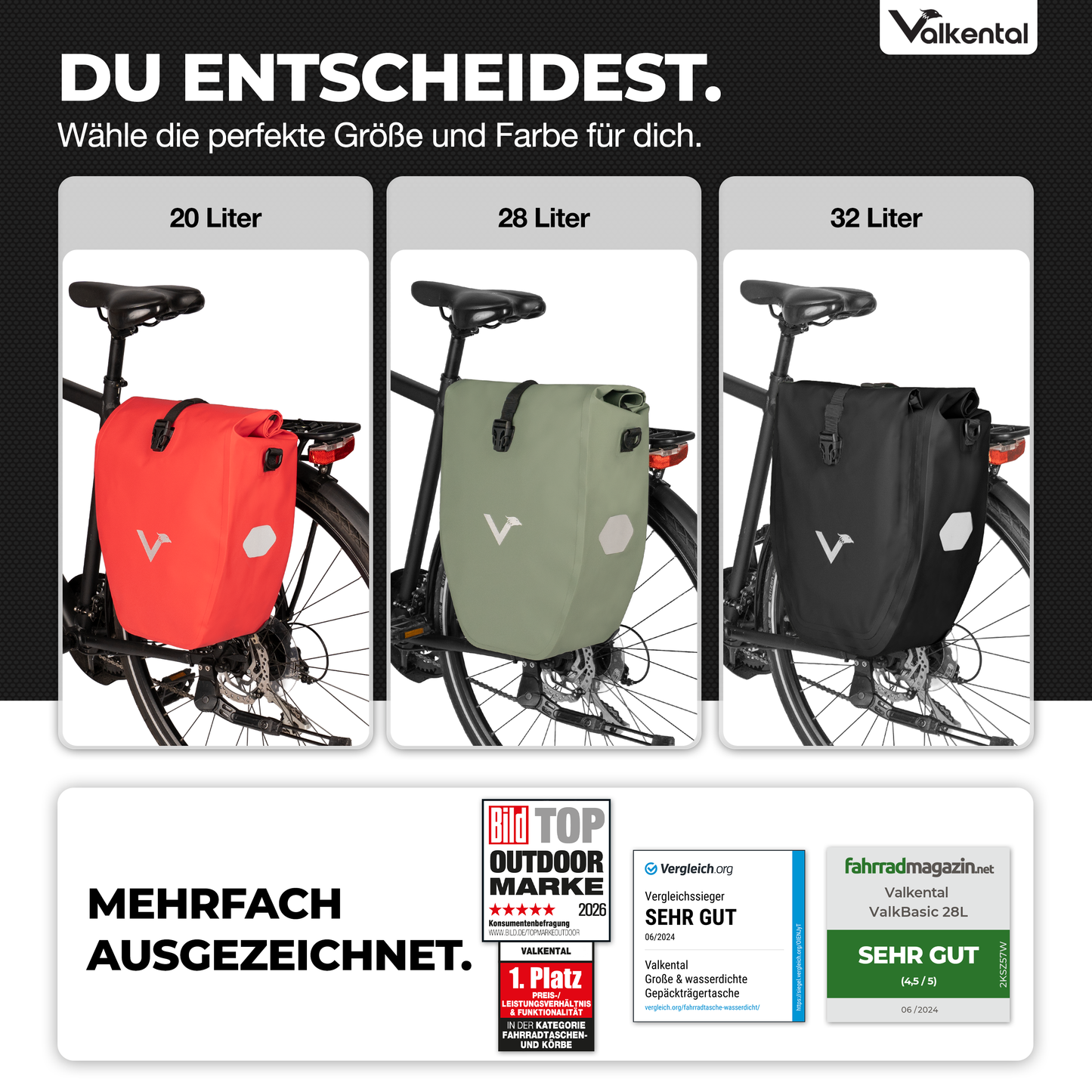 Große wasserdichte Bike Bag für jede Fahrradtour