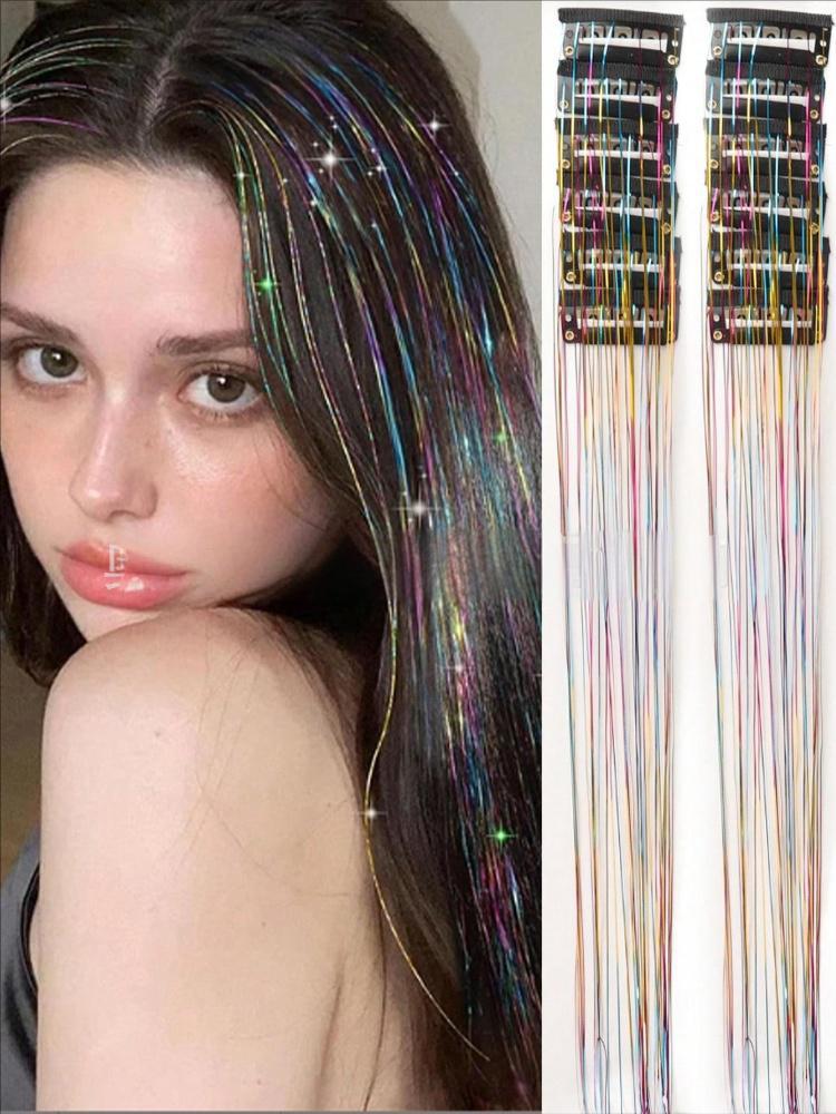 Glitzer-Haarextensions mit Clips | Farbige Highlights für sofortigen Wow-Effekt