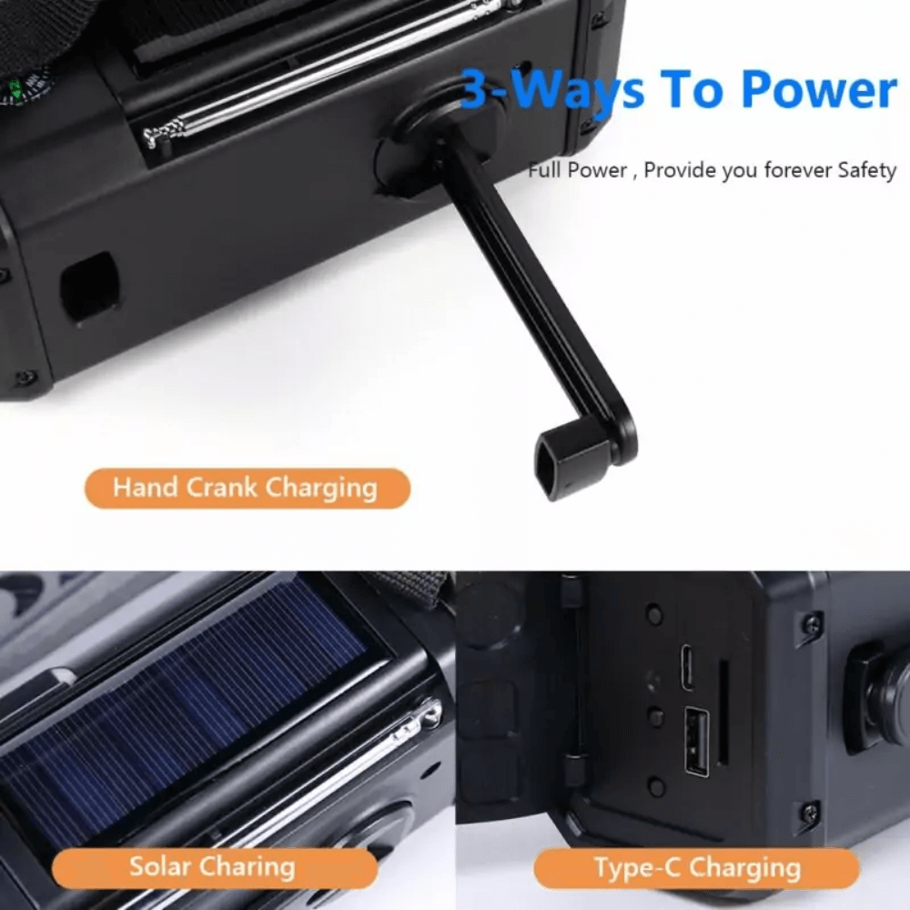 PowerGuard™ | Notfallradio – Solar, Handkurbel und Powerbank für jede Notsituation