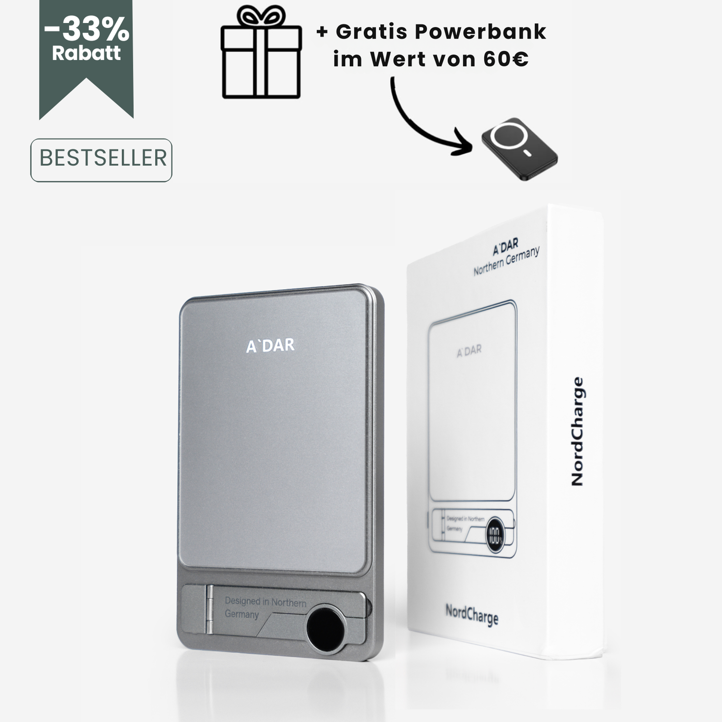 NordCharge Magnetische Powerbank mit starkem Halt und Schutz
