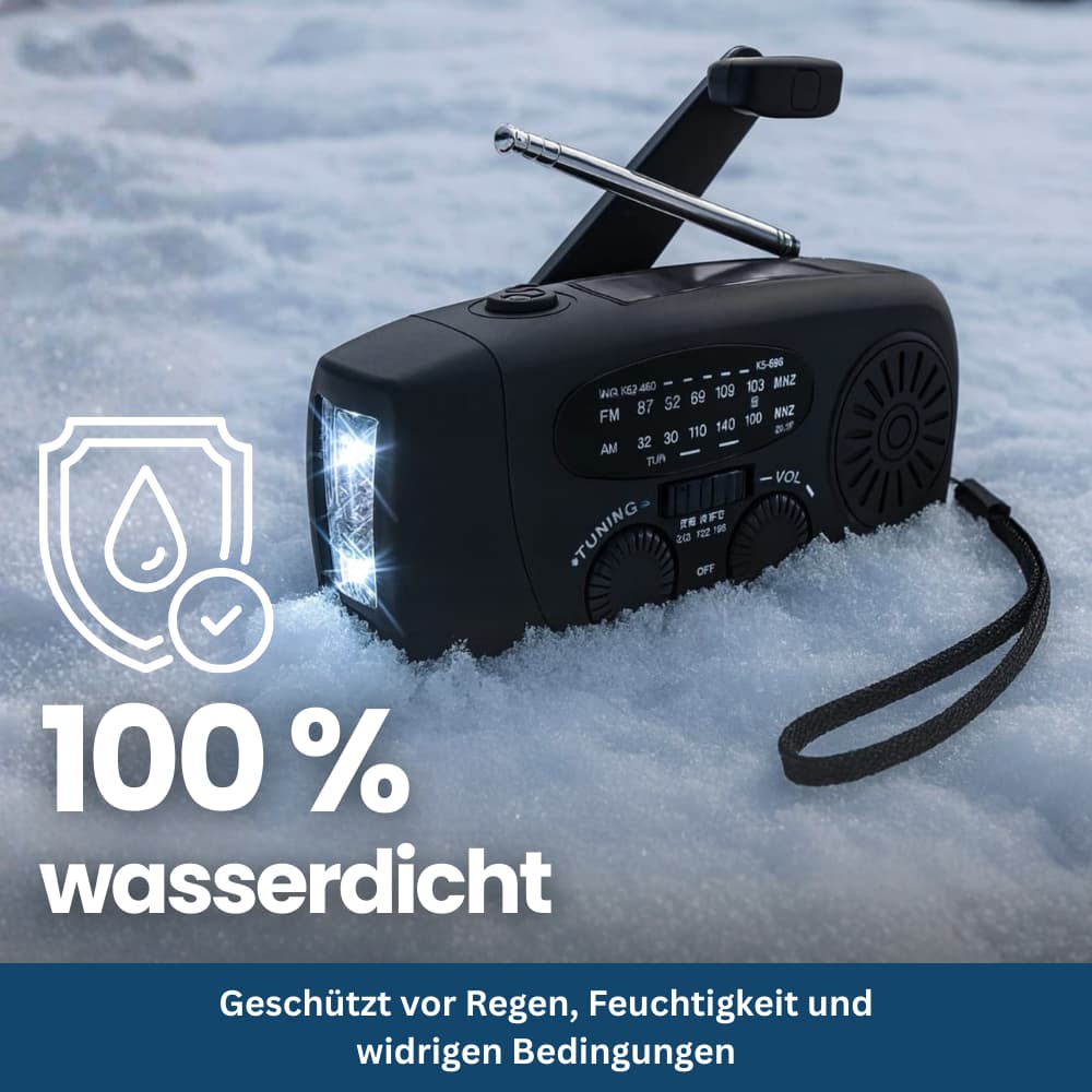 VoltGuard Notfallradio mit Kurbel & Solar | Strom, Licht und Sicherheit überall