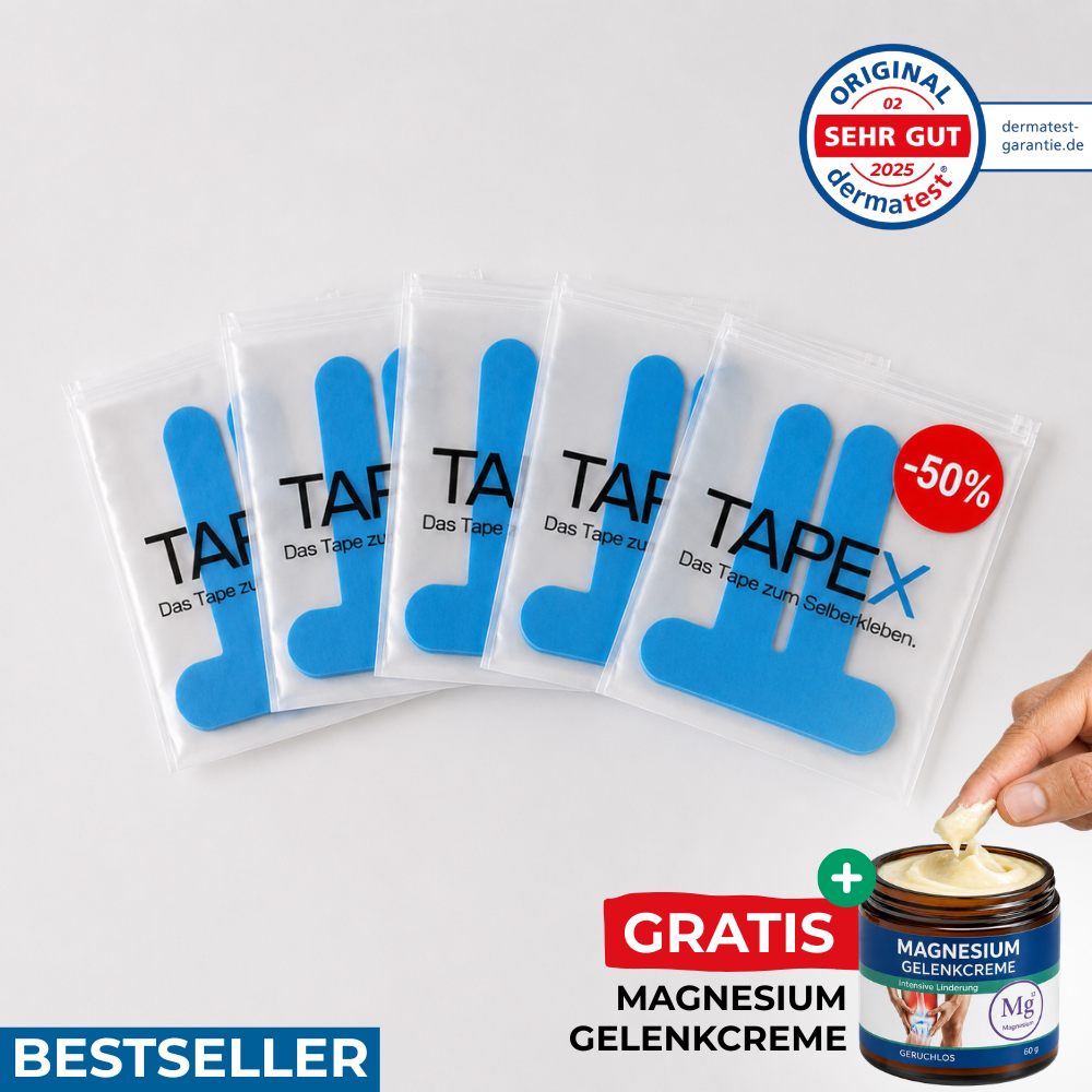 Linderung von Gelenkbeschwerden mit fertig zugeschnittenen TAPEX-Tapes