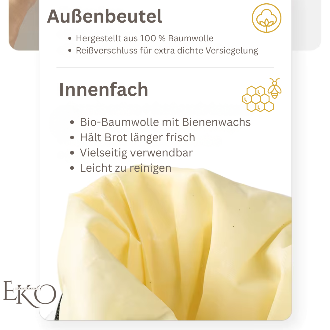 Wiederverwendbarer Bienenwachs-Brotbeutel für länger anhaltende Frische