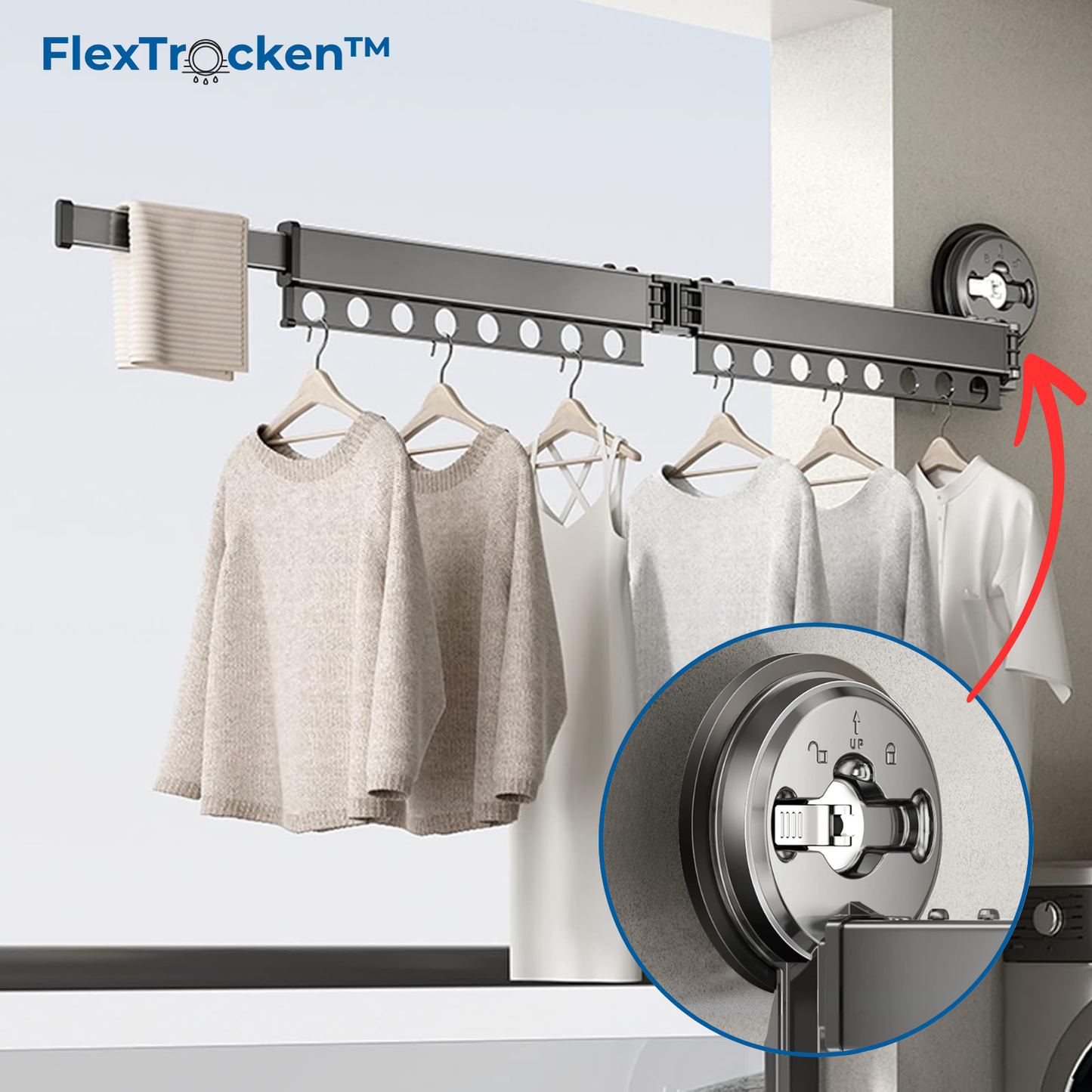 FlexTrocken™ Wand Wäscheständer mit Saugnapf