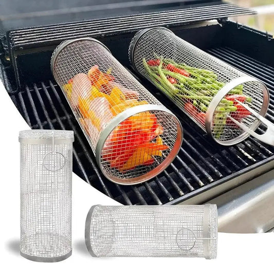 1+1 Gratis | BBQGrill |  Tragbarer rollender Grillkorb aus Edelstahl