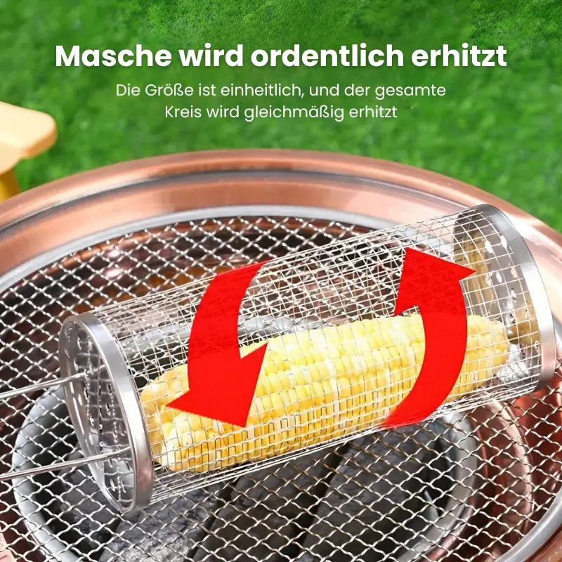 1+1 Gratis | BBQGrill |  Tragbarer rollender Grillkorb aus Edelstahl