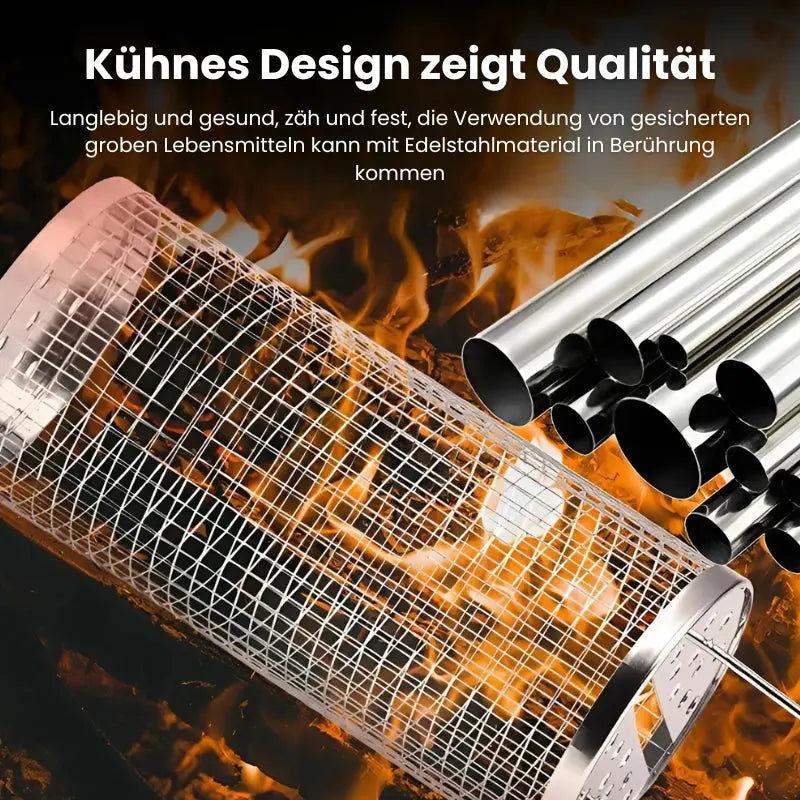 1+1 Gratis | BBQGrill |  Tragbarer rollender Grillkorb aus Edelstahl