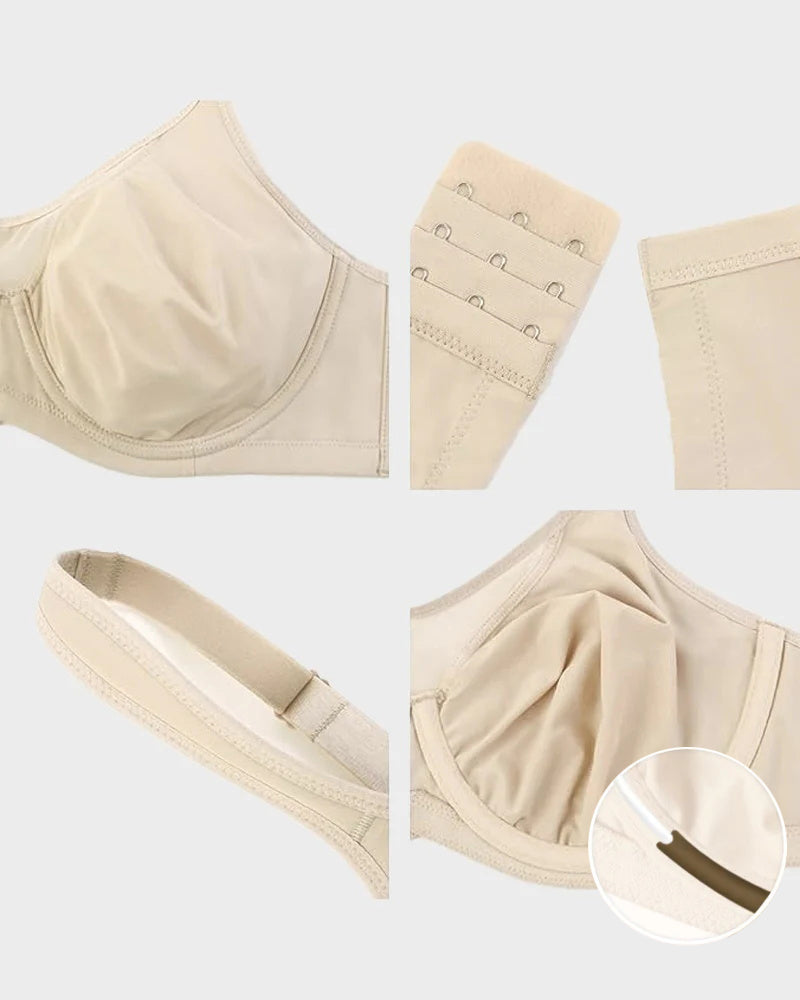 Plus Size Kühlender Minimizer-BH mit voller Abdeckung - Hautfarben+Schwarz+Rot (3er-Pack)