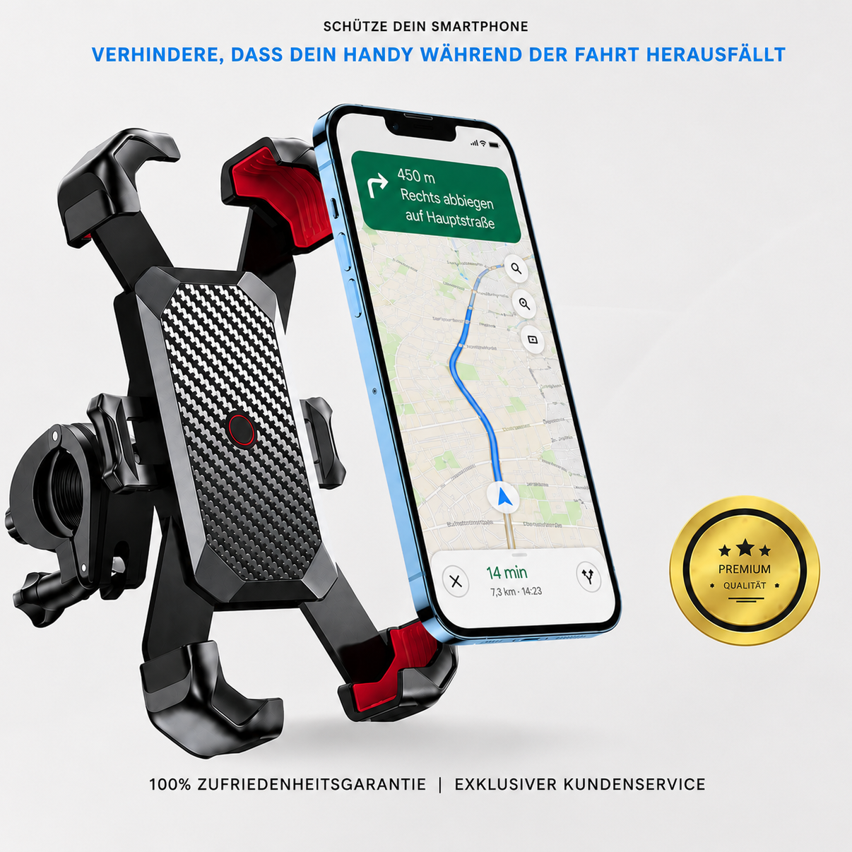 RideLock™ - Stabile Handyhalterung für Fahrrad, Motorrad & E-Scooter