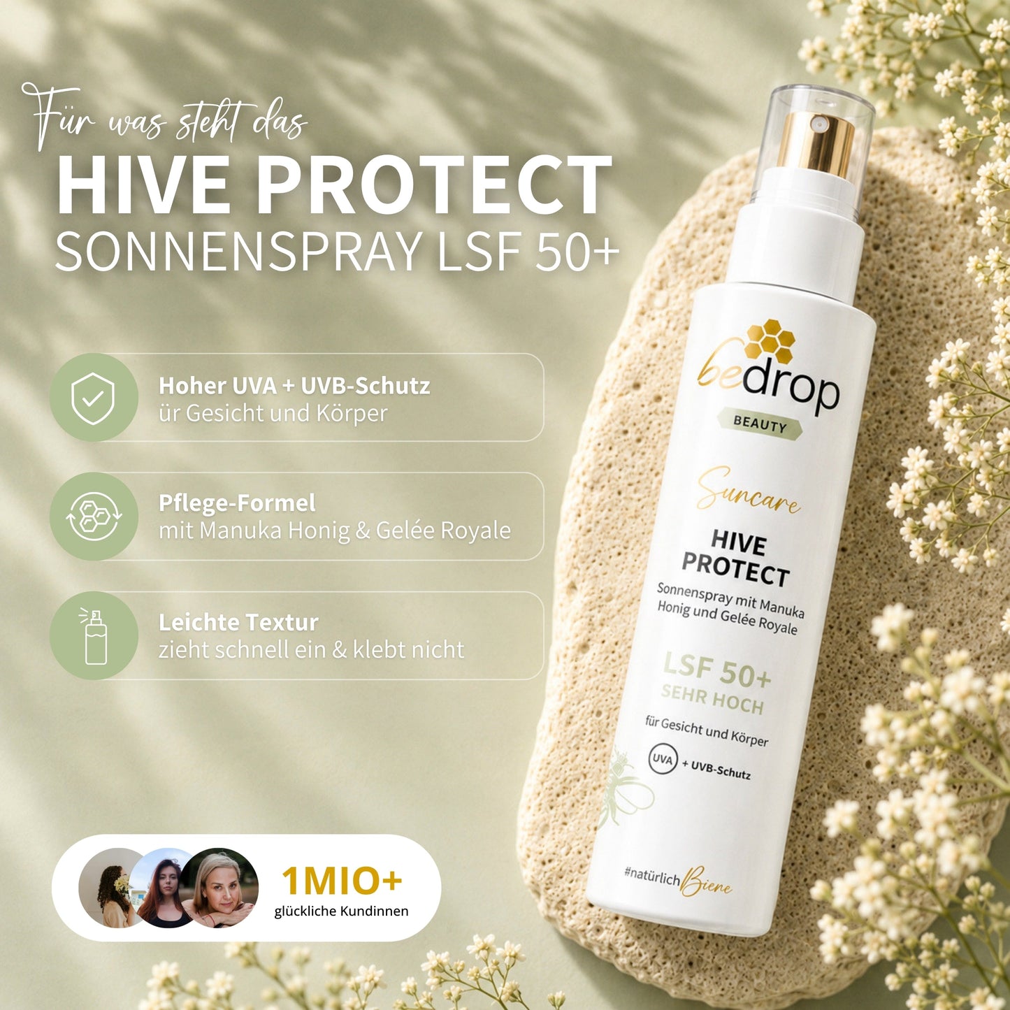 BeeShield™ – LSF 50+ Sonnenschutzspray mit Manuka-Honig