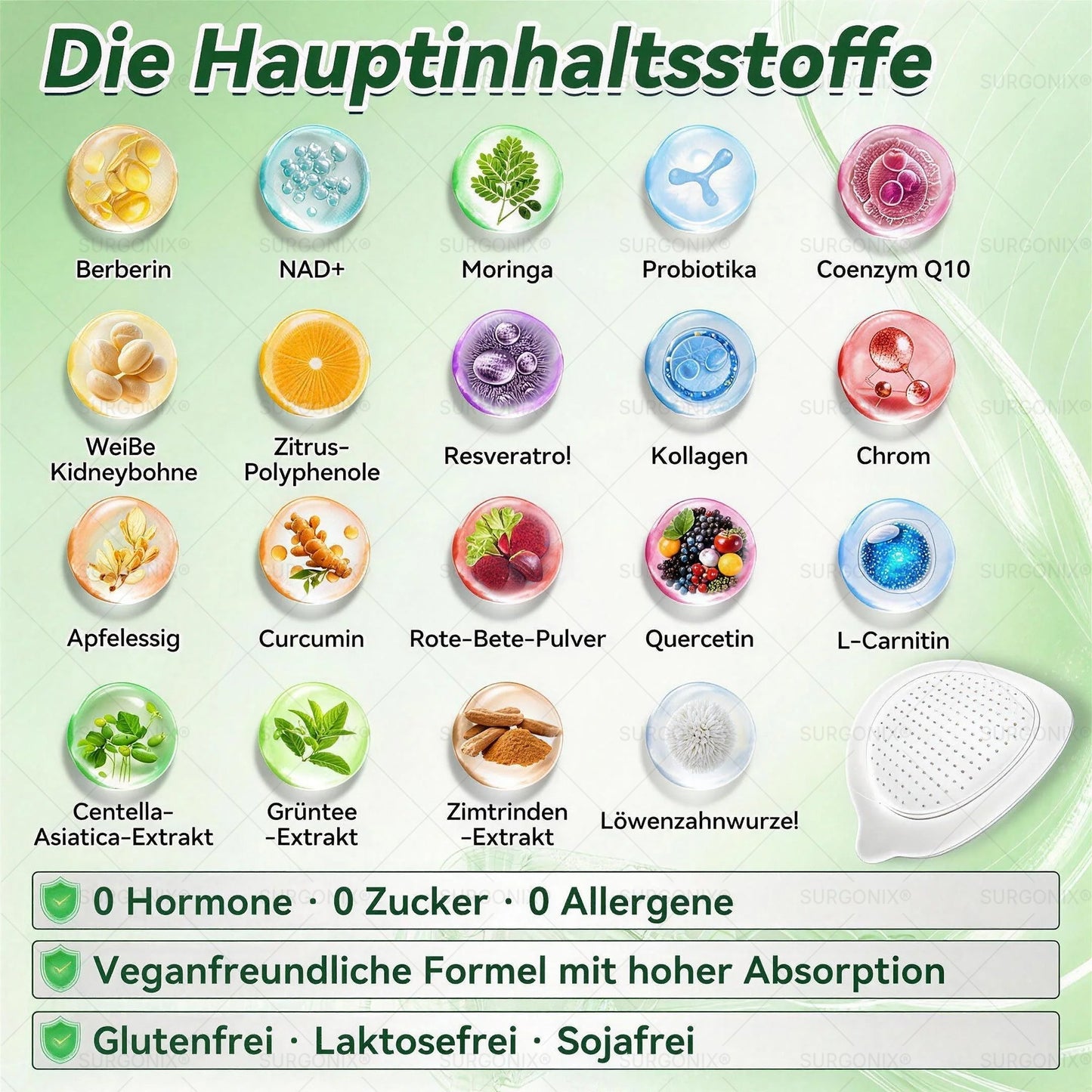 Surgonix® | Moringa, Berberin & NAD+ 10-in-1 Nano-Mikronadel-Pflaster | Tägliche Unterstützung für Stoffwechsel und Herzgesundheit