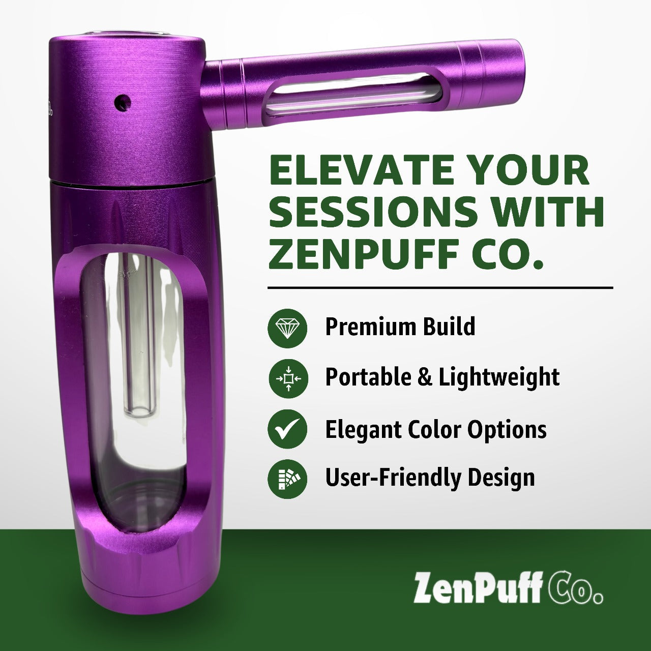 ZenPuff Luxus-Wasserflasche aus Aluminium/Glas