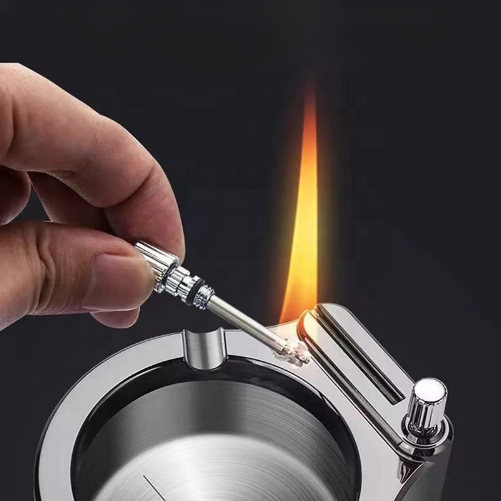 AshKeeper™ | Metall-Aschenbecher mit Feuerzeug