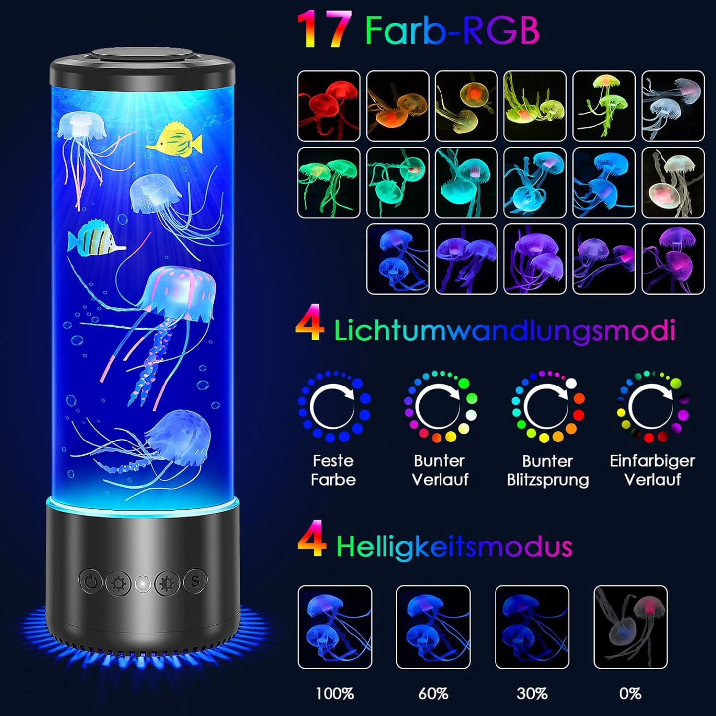 AquaGlow™ LED-Quallenlampe | Beruhigend, farbenreich & dekorativ