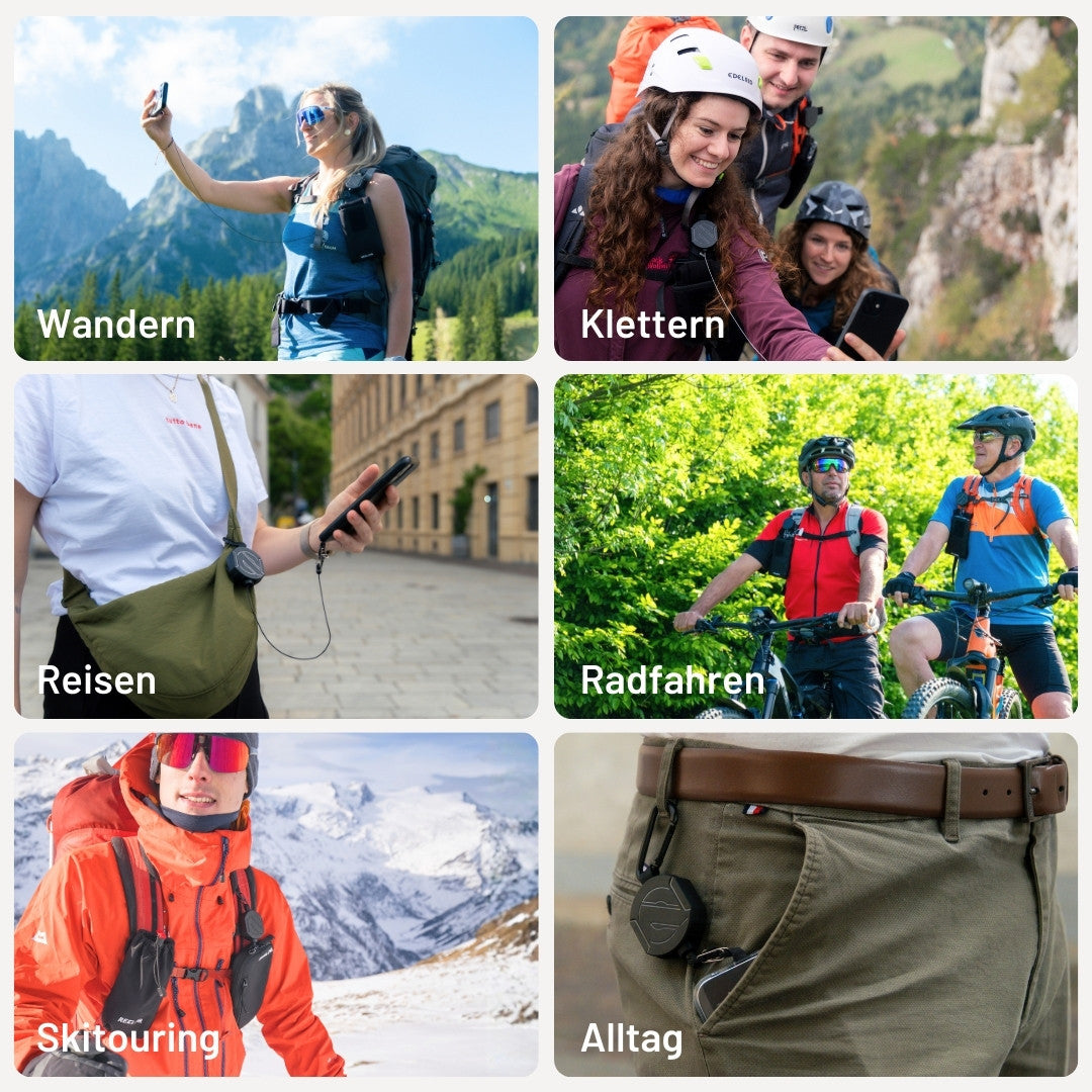 Das REELOQ™ Mountaineer Set hält dein Handy bereit für jedes Abenteuer