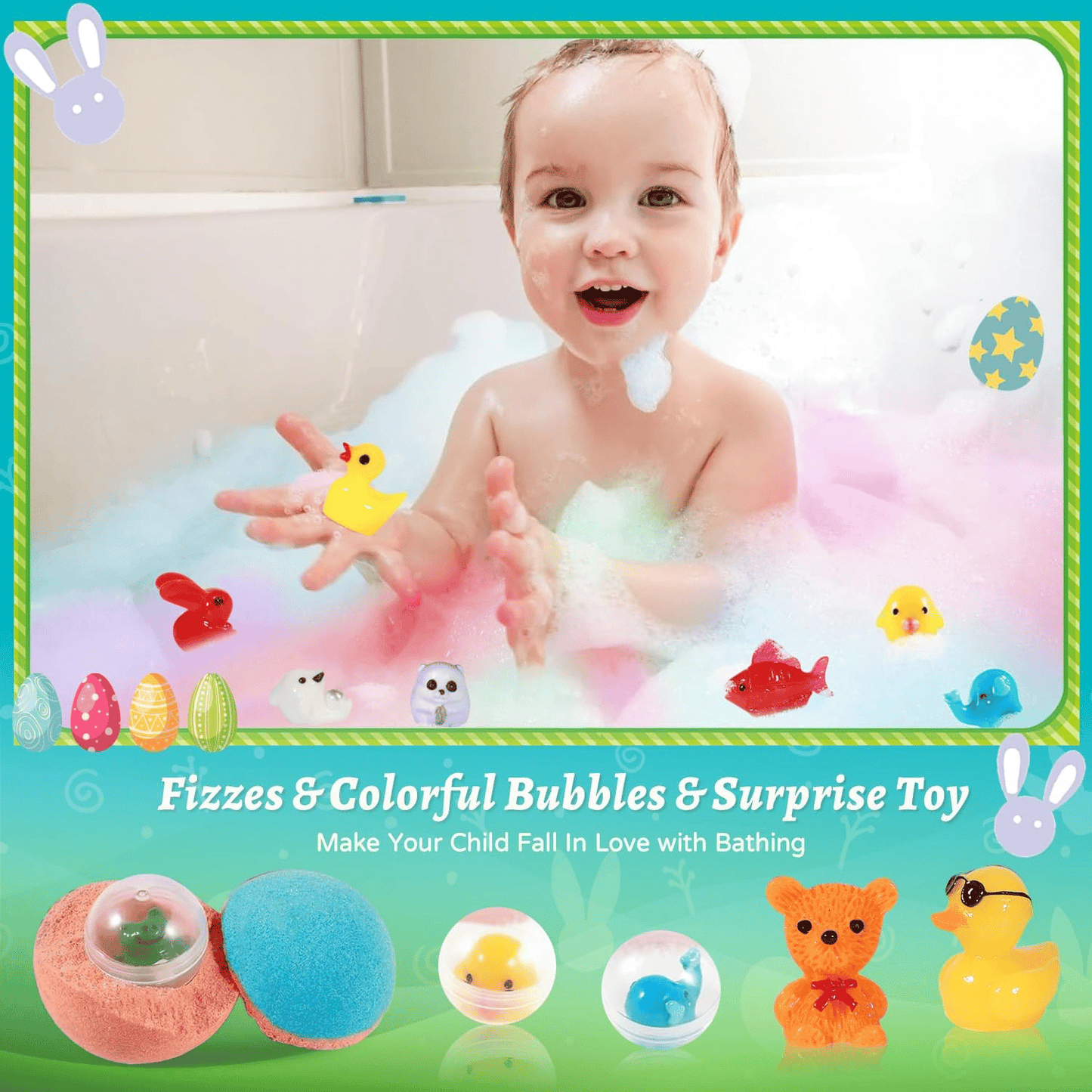 BubblyJoy | Badebomben Set für Kinder mit Überraschung und Mega Schaum