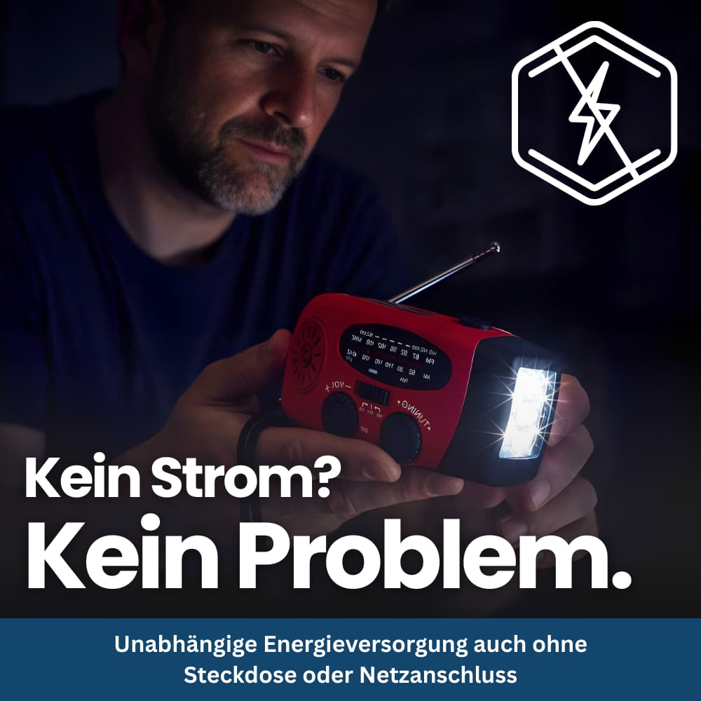 VoltGuard Notfallradio mit Kurbel & Solar | Strom, Licht und Sicherheit überall