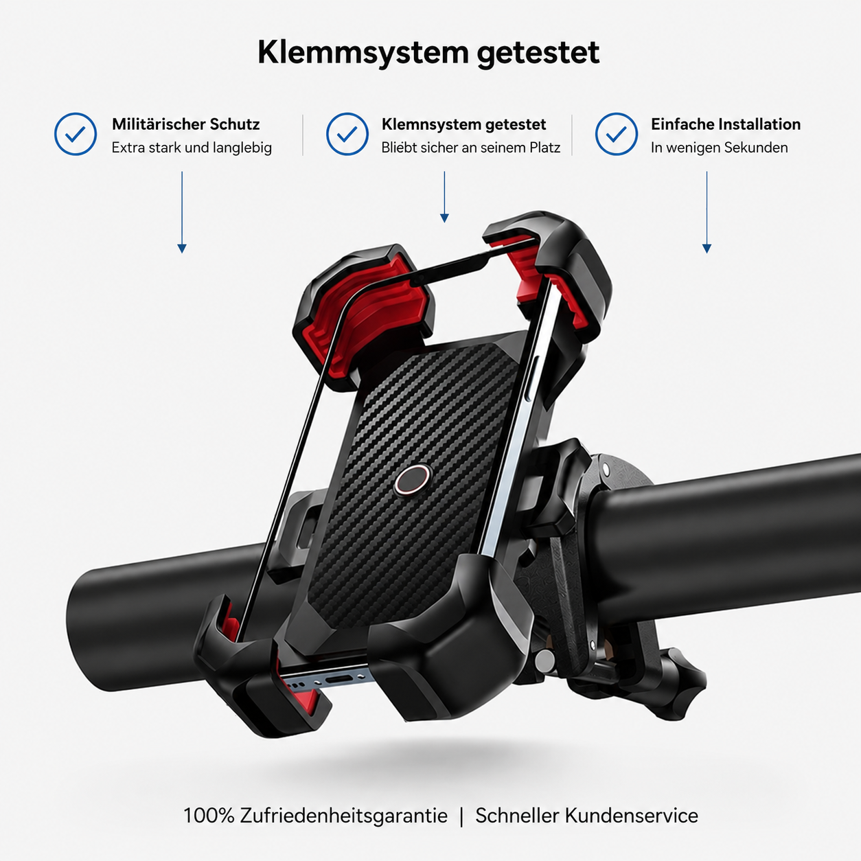 RideLock™ - Stabile Handyhalterung für Fahrrad, Motorrad & E-Scooter