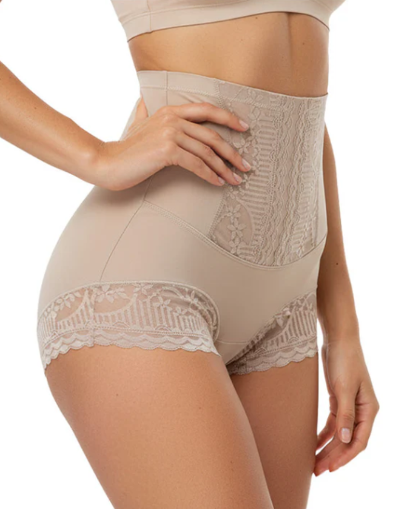 Damen-Spitzen-Slips mit hohem Bund, Bauchkontrolle und Po-Lifting (3er-Pack)