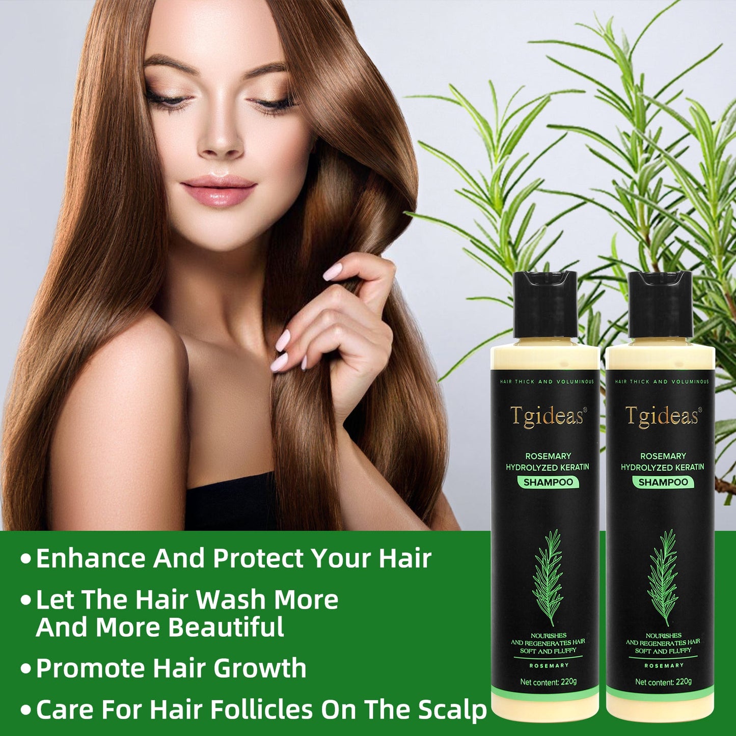Tgideas® Rosmarin-Shampoo | Haarwachstums- und Anti-Schuppen-Kopfhautbehandlung