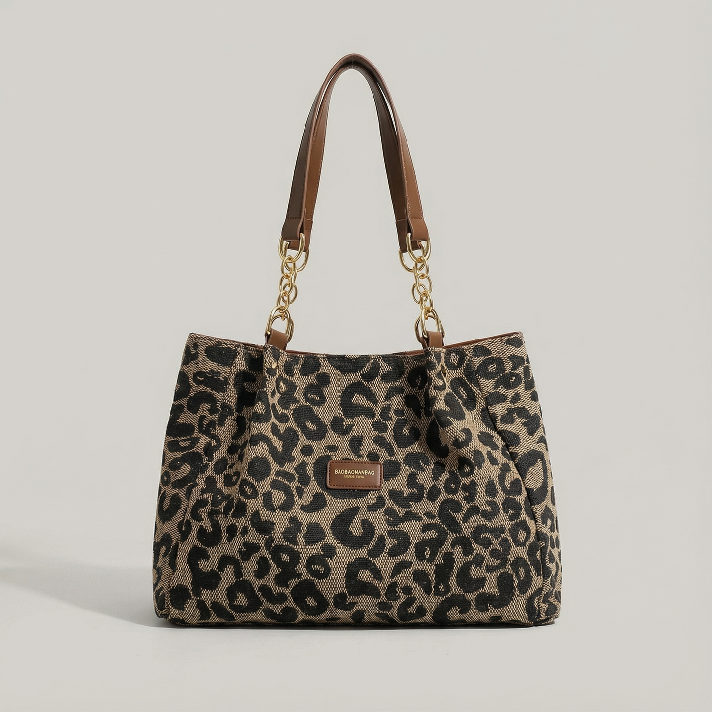 WildElegance™ | Leotard-Print Tote-Bag mit Goldketten-Detail