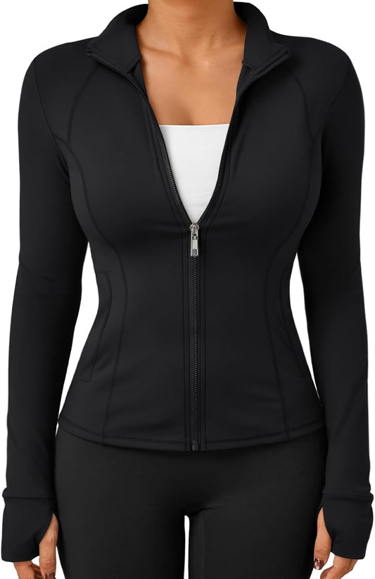 FlexFit Damen Sportjacke | Leichte Fitnessjacke mit Reißverschluss