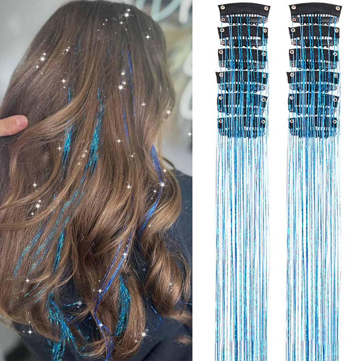 Glitzer-Haarextensions mit Clips | Farbige Highlights für sofortigen Wow-Effekt