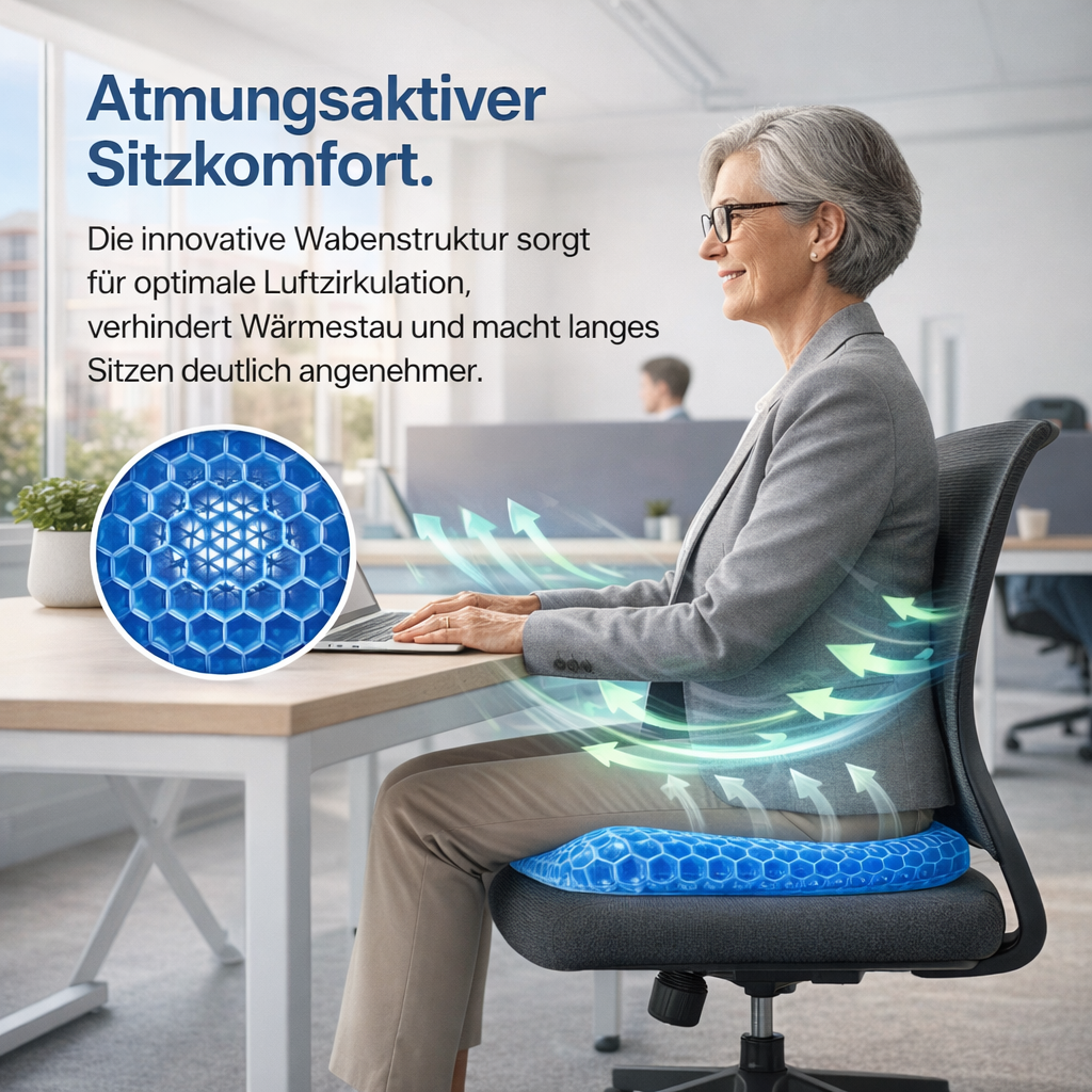Ortopra™ | Ergonomisches Gel-Sitzkissen für maximalen Komfort beim Sitzen