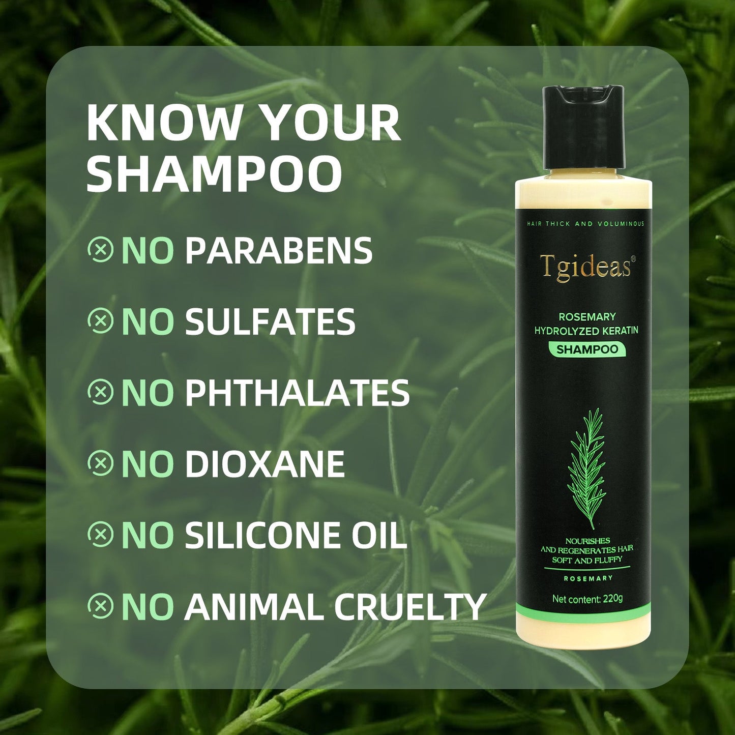Tgideas® Rosmarin-Shampoo | Haarwachstums- und Anti-Schuppen-Kopfhautbehandlung