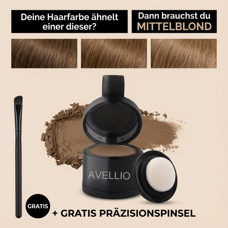 1 + 1 GRATIS | Avellio | Sofort Ansatz- und Grauhaar Abdeckung in Sekunden