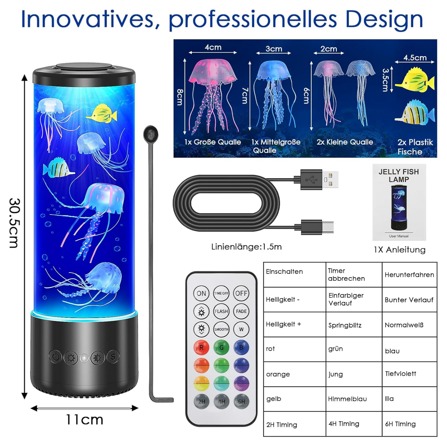 AquaGlow™ LED-Quallenlampe | Beruhigend, farbenreich & dekorativ