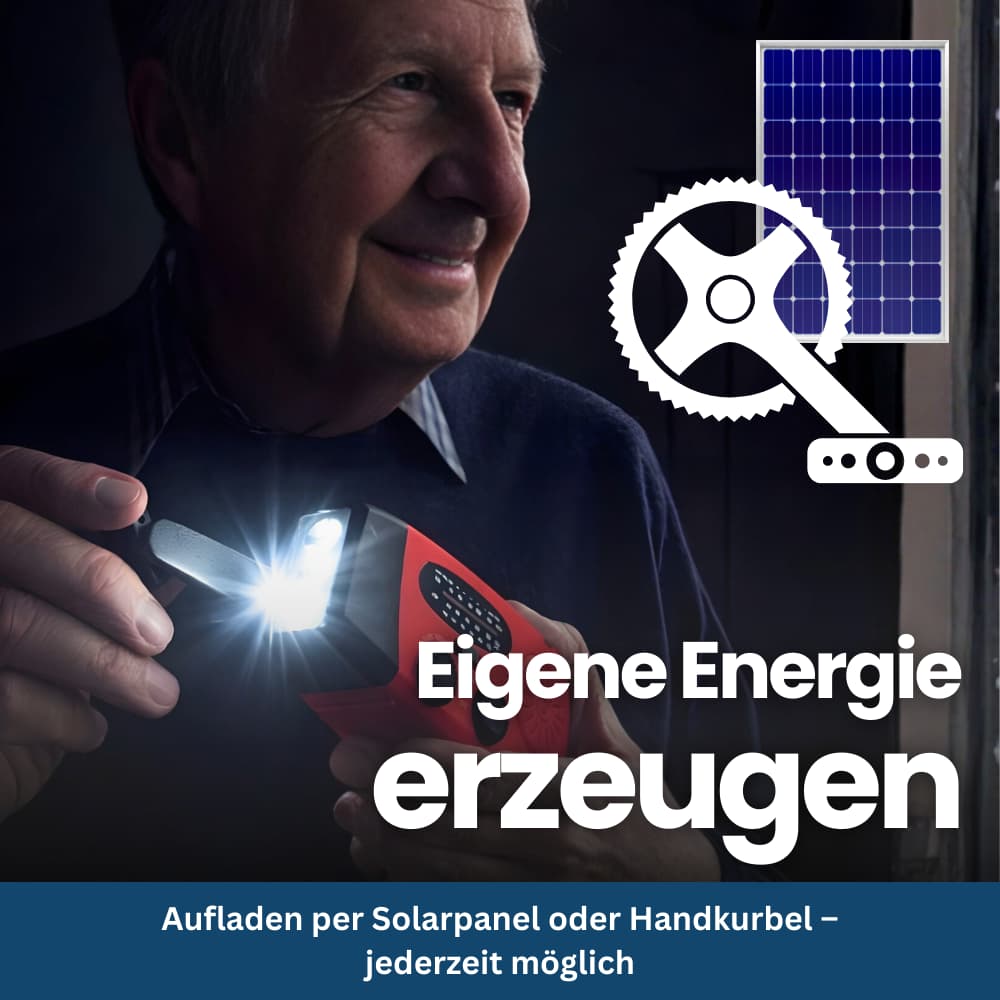 VoltGuard Notfallradio mit Kurbel & Solar | Strom, Licht und Sicherheit überall