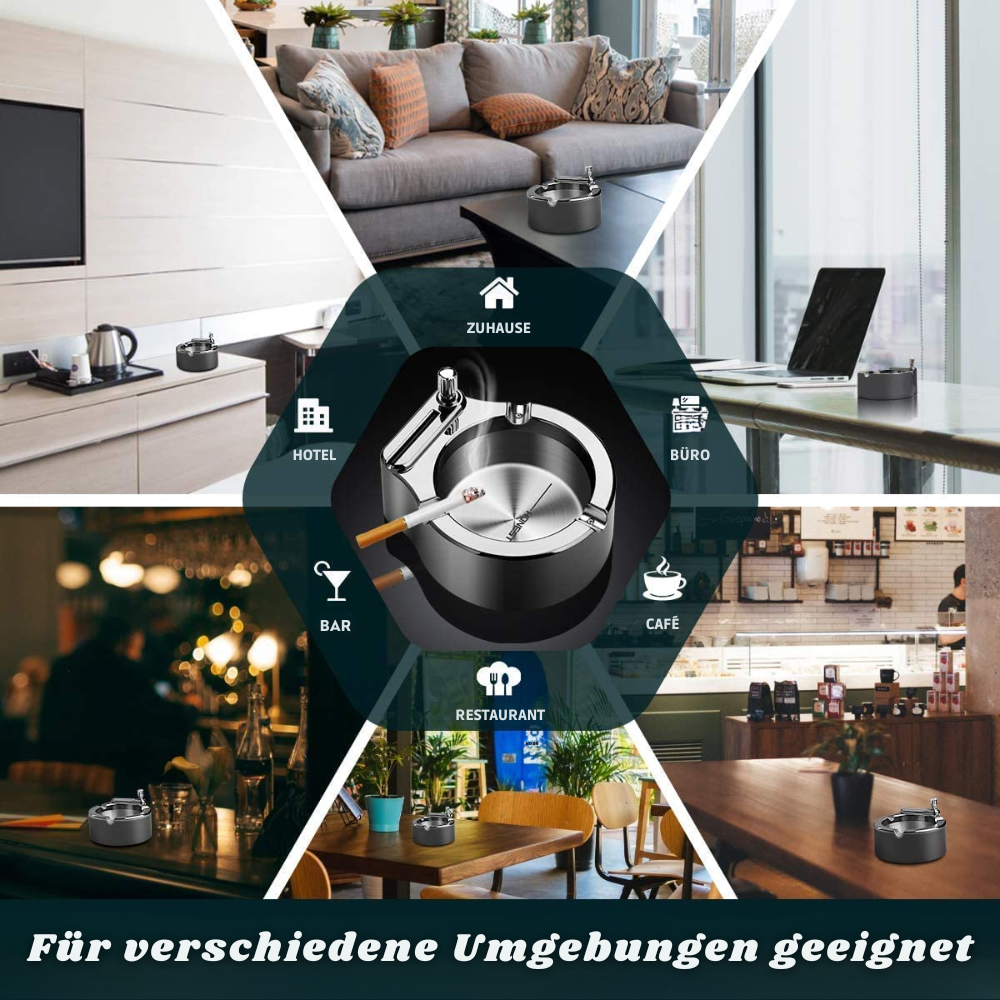 AshKeeper™ | Metall-Aschenbecher mit Feuerzeug