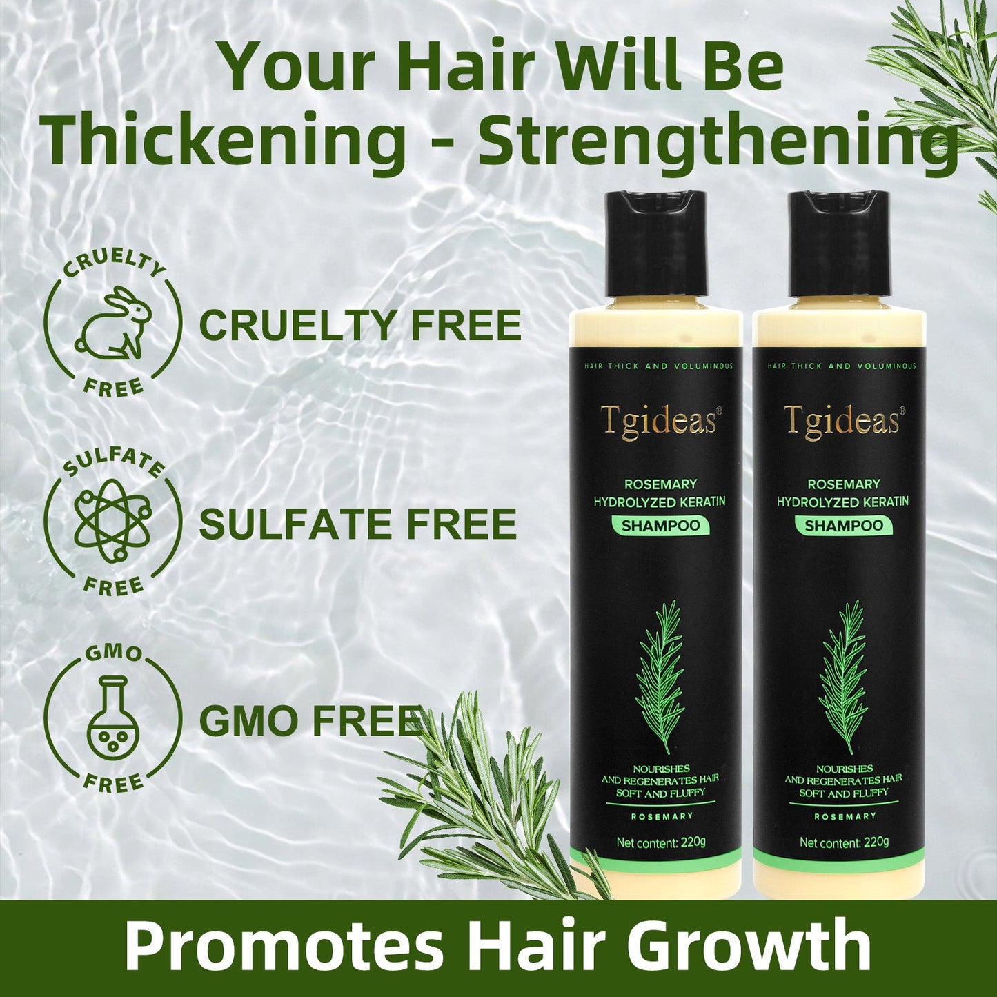 Tgideas® Rosmarin-Shampoo | Haarwachstums- und Anti-Schuppen-Kopfhautbehandlung