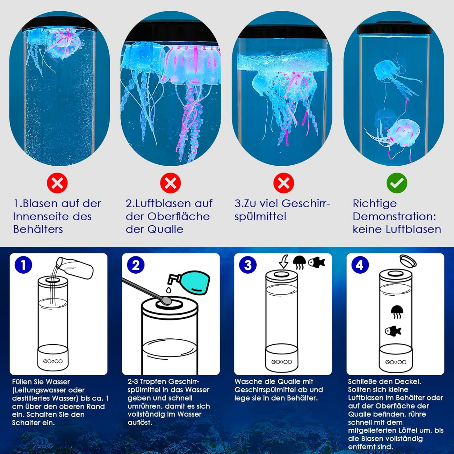 AquaGlow™ LED-Quallenlampe | Beruhigend, farbenreich & dekorativ