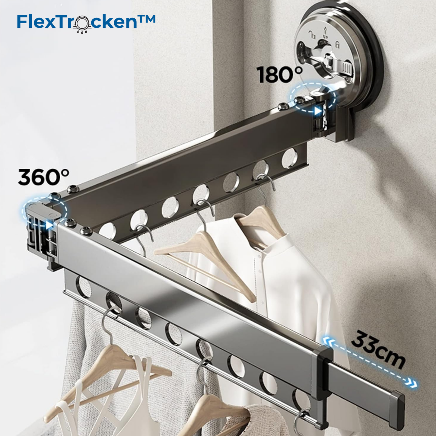FlexTrocken™ Wand Wäscheständer mit Saugnapf