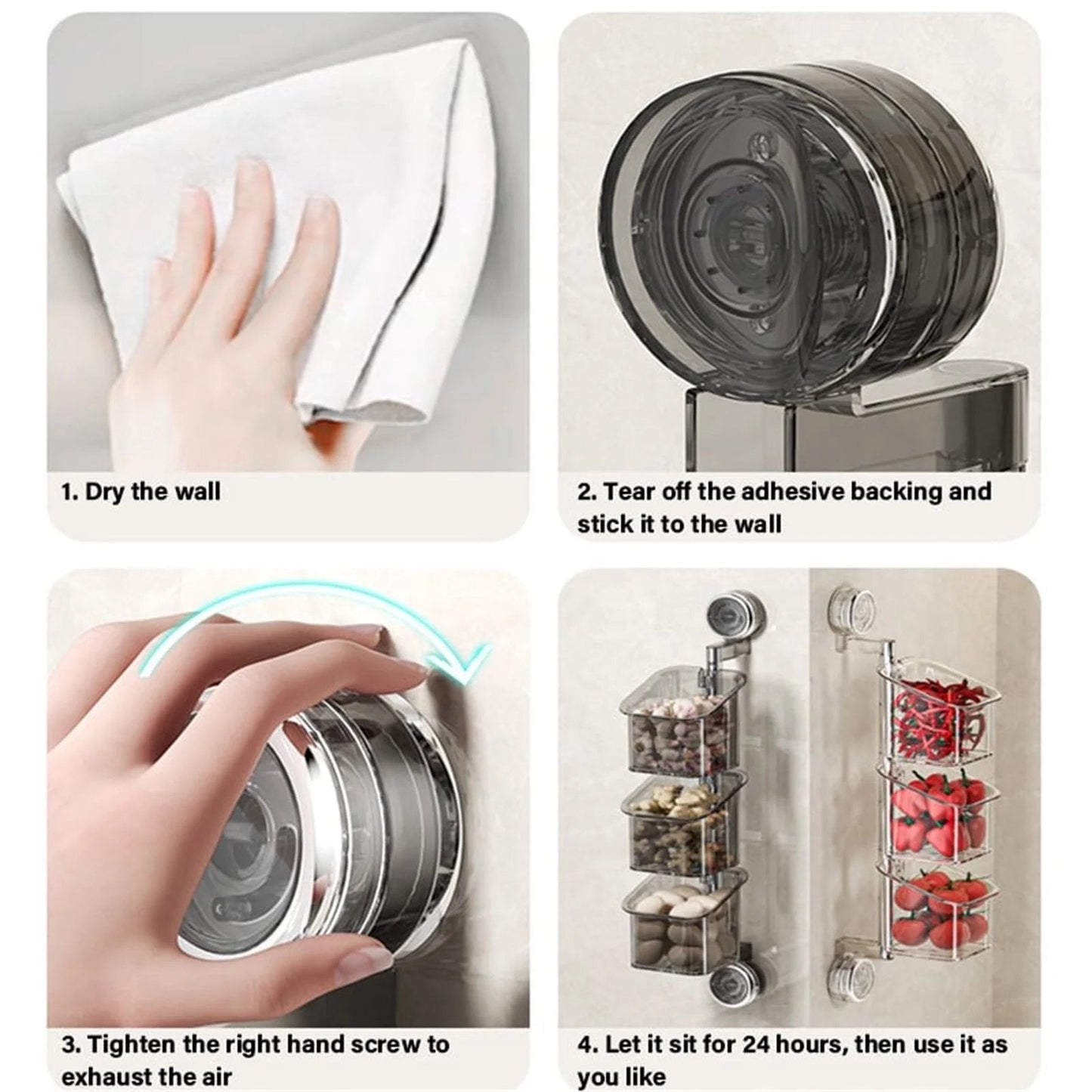 Drehbares Küchen-Organizer-Regal mit Saugnapf | Ordnung auf mehreren Ebenen