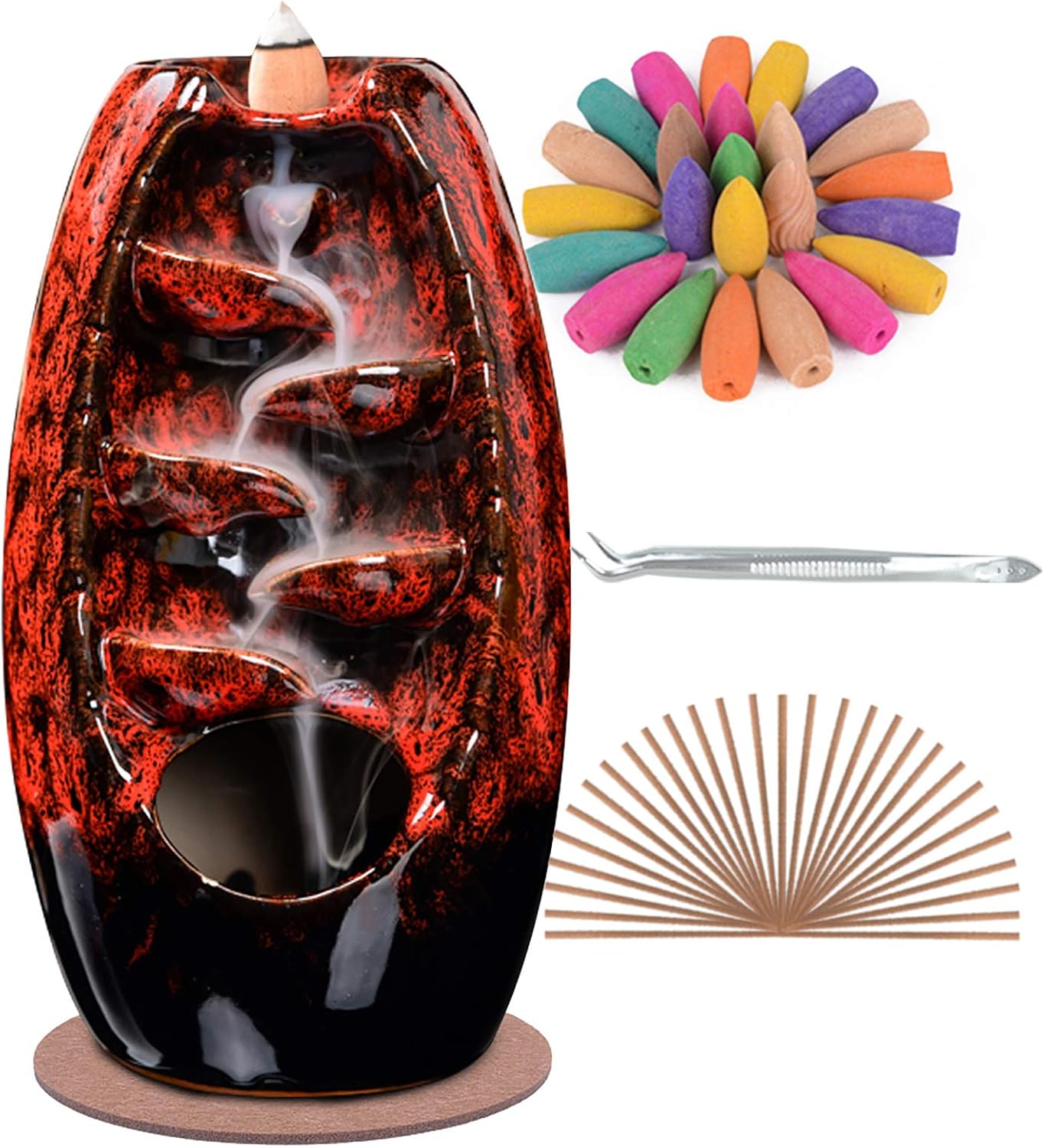 Keramischer Backflow Räucherstäbchenhalter | Beruhigender Rauch-Wasserfall für dein Zuhause