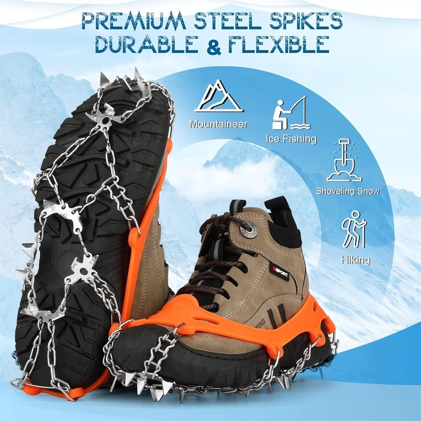 50% RABATT| StepClaw™ | Steigeisen – Schuhspikes mit 19 Edelstahlspikes für sicheren Halt auf Eis & Schnee | Rutschschutz mit robustem TPE-Rahmen